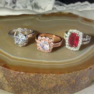 3 CZ Costume Rings all size 7